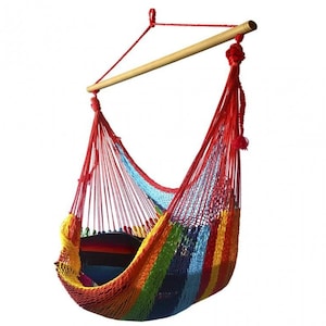 Hammock Chair • Single Point, Woven Cotton Chair Hammock • Traditional Mayan Chair Hammock • FREE Shipping from Lahaina Maui, Hawaii
