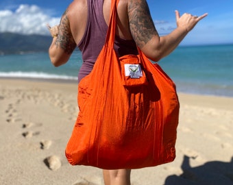 Travel Beach Bag, Ultralight, Compact, Very Strong Parachute Silk, Stuff Sack Attached, FREE Shipping From Maui, Hawaii