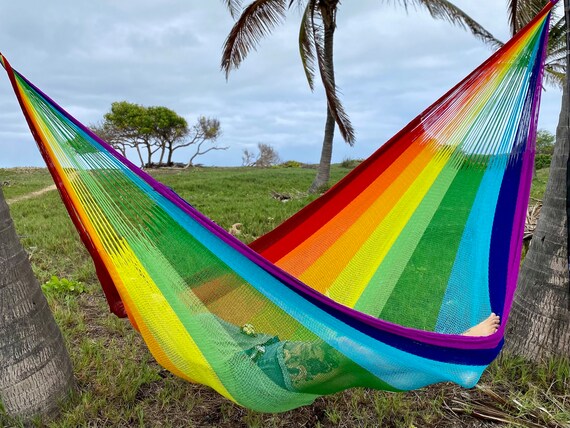 Rainbow Hammock Ultra Soft Sprang Woven With UV Mildew Resistant Material 1 3 Person Hammock FREE SHIPPING From Lahaina Hawaii Etsy