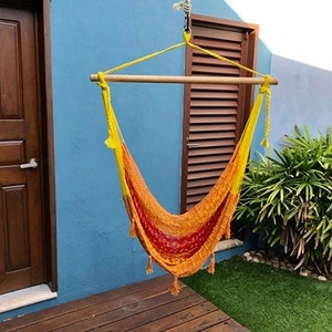 Chair Hammock • Hand Made Cotton Sitting Hammock  • Traditionally made Yucatan Chair • Fair Trade + FREE Shipping from Maui Hawaii