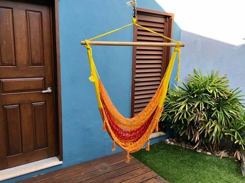 Tequila Chair Hammock Hand Woven Cotton Sitting Hammock Traditionally made Mayan Chair Fair Trade FREE Shipping from Maui HI Bild 2