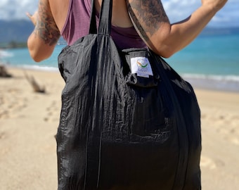 Beach Bag • Compact with Bag Attached • XTRA Large Size • Breathable and Extremely Strong Parachute Silk • FREE Shipping from Lahaina, Maui