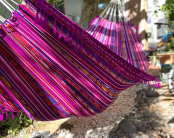 Hammock with Braided Fringe + Inca Patterns • UV & Mildew Resistant For Outdoor Use • Compact + Lightweight FREE Shipping From Maui, Hawaii