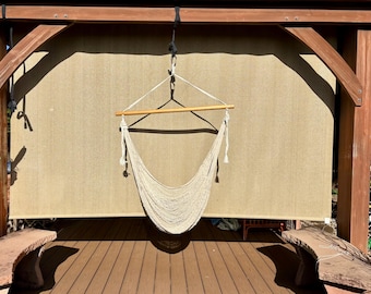 Hammock Chair • Hand Woven w/ a Wooden Spreader Bar • Naturally Breathable  Cotton Bed