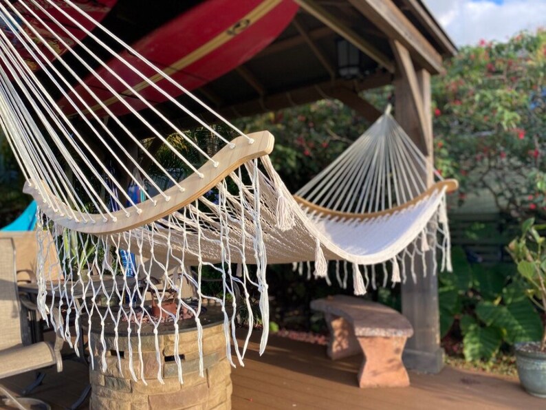 NEW Hawaii Curved Spreader Bar Hammock Natural Cotton Fair Trade Mayan Hammock \u2022 FREE SHIPPING from Maui \u2022 Hand Made