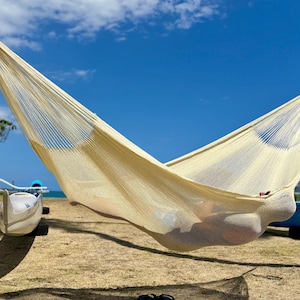 Hand Woven Hammock •  Laying Hammock for Outdoors • UV + Mildew Resistant Material • 1-3 Person Hammock • FREE SHIPPING from Lahaina, Maui