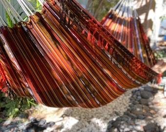 Hammock with Braided Fringe + Inca Patterns • UV & Mildew Resistant For Outdoor Use • Compact + Lightweight FREE Shipping From Maui, Hawaii