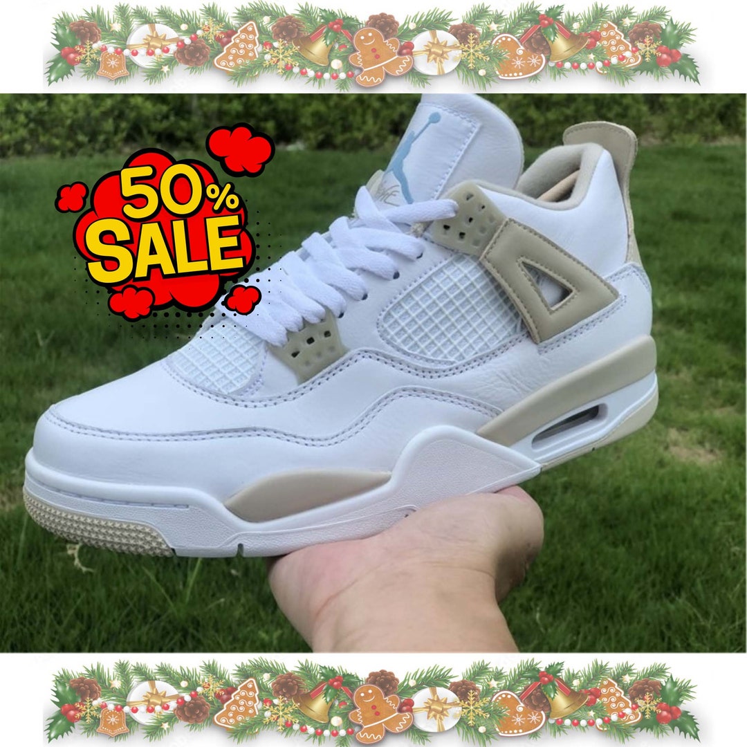 Jordan 4 Gs Linen White/boarder Bluelight Sand Men Sneakers Etsy