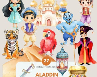 Aladdin Clipart, Jasmine Princess, Cute Aladdin Clipart, Arabian Princess, Princess Clipart, Nursery, Commercial Use, Transparent PNG