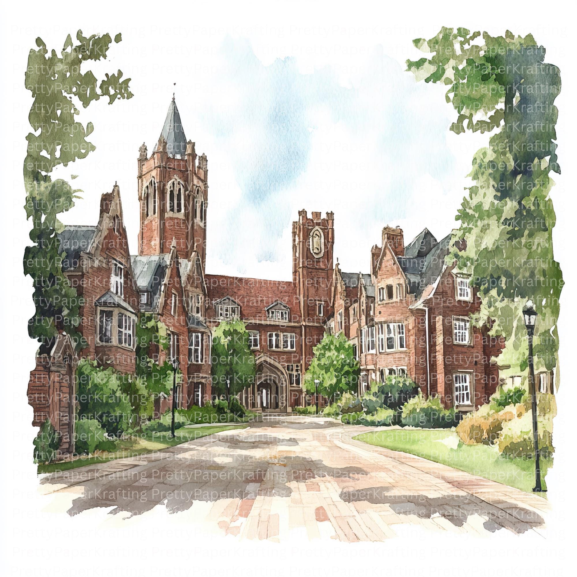 College Campus Clipart, University Buildings, School Campus Graphics ...