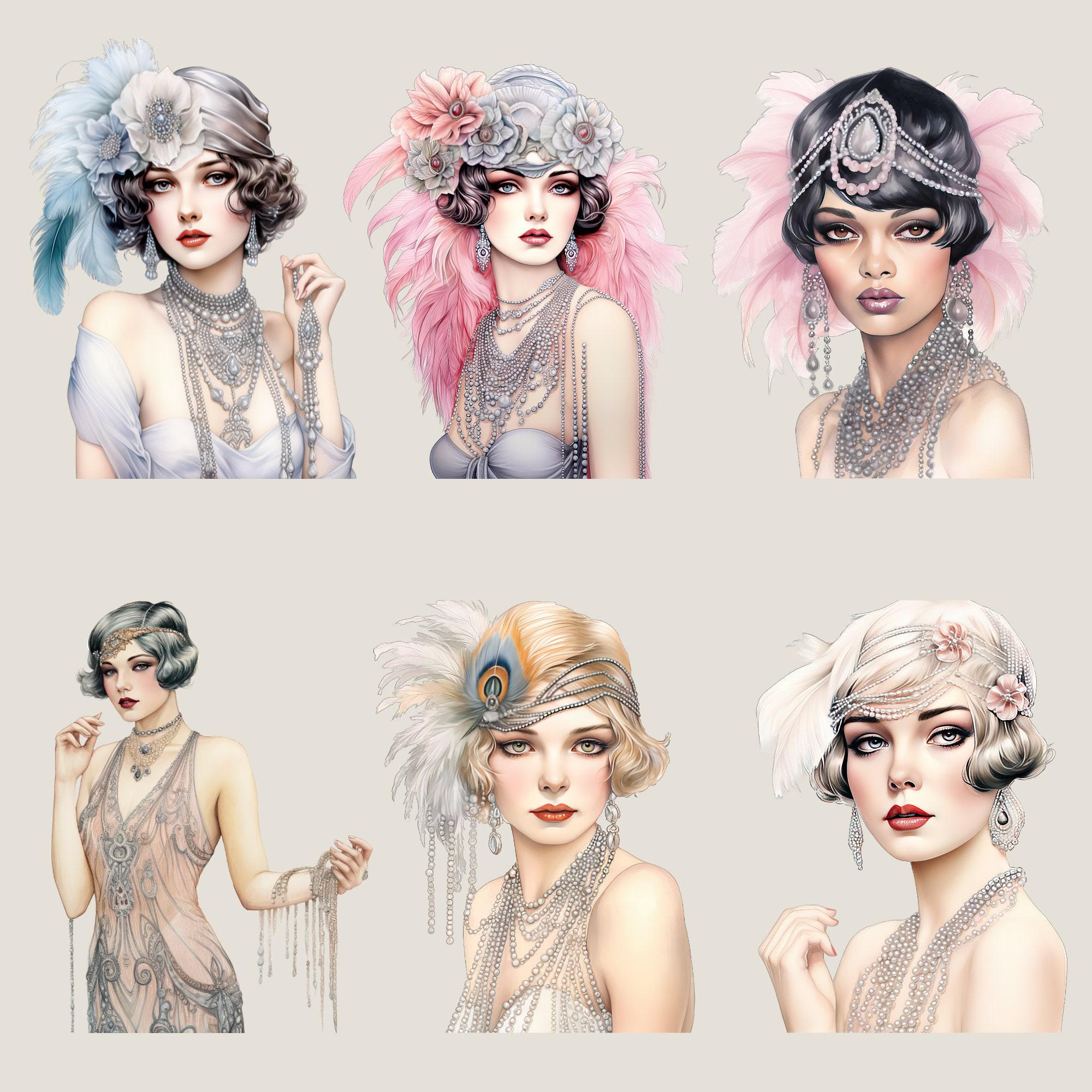 1920's Flapper Girl Clipart Pack, Party Clipart Flapper Girl PNG ...