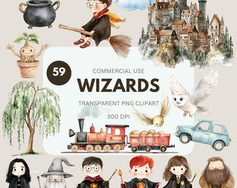 Wizard Clipart, Wizard School, Magican Clipart, Wizard School, Magical, Cauldrons, Enchanted Potion for Commercial Use, Transparent PNG