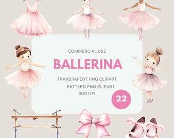 Ballerina Clipart Pack, Ballet PNG, Pink Ballerinas, Dancing Girl, Tutu Water Color, Commercial Use, Transparent PNG