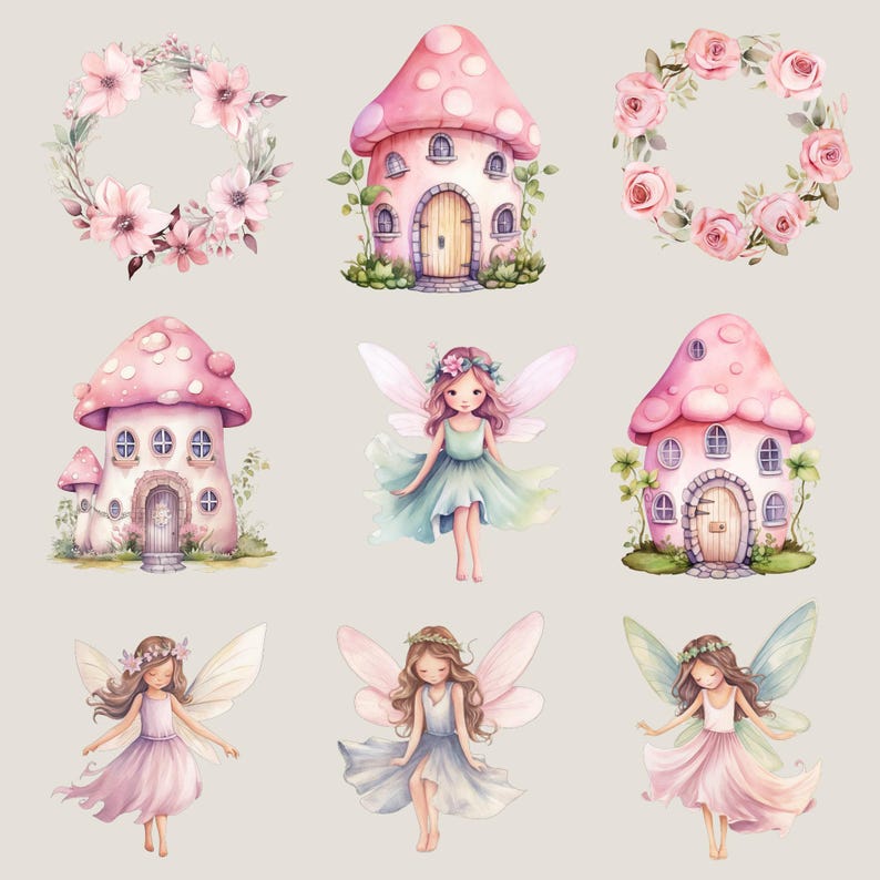 Magical Fairy Clipart Pack, Watercolor Pastel Fairies, Fairy Garden ...