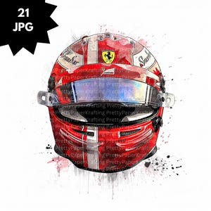 F1 Formula 1 Helmet Clipart, Watercolor Racing Driver Headgear, Motorsport Helmet Clip Art, Digital Racing, Digital Download, Commercial Use