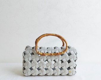 Gray bag, woven bag, handbag, summer bag, kimono, bamboo, Japan, paper made, birthday gift, gift, gray, eco friendly, choice of colors