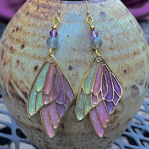 Purple Butterfly Earrings, Amethyst Butterfly Earrings, Butterfly Jewelry, labradorite and amethyst butterfly earrings, gemstone butterfly