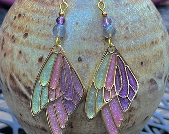 Purple Butterfly Earrings, Amethyst Butterfly Earrings, Butterfly Jewelry, labradorite and amethyst butterfly earrings, gemstone butterfly