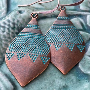 Copper Boho earrings, copper earrings, copper jewelry, dangle earrings, Bohemian jewelry, Lightweight drop earrings, unique gift for her
