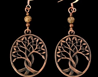 Copper Tree of Life earrings, copper earrings, copper jewelry, tree of life