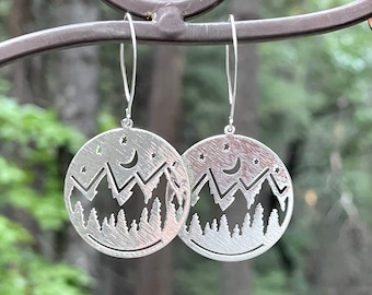 Handmade Mountain Landscape Earrings: Sterling Silver Boho Jewelry