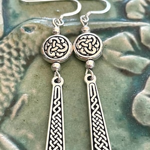 Silver Celtic knot earrings, Celtic jewelry, Irish earrings, Celtic knot jewelry, Druid earrings