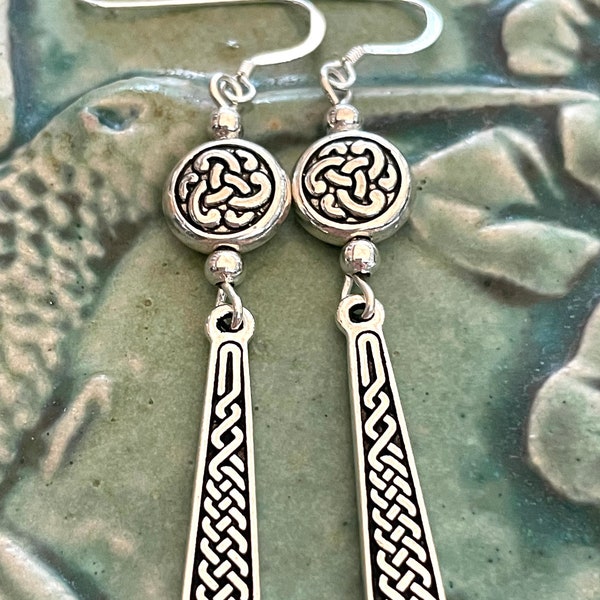 Silver Celtic knot earrings, Celtic jewelry, Irish earrings, Celtic knot jewelry, Druid earrings