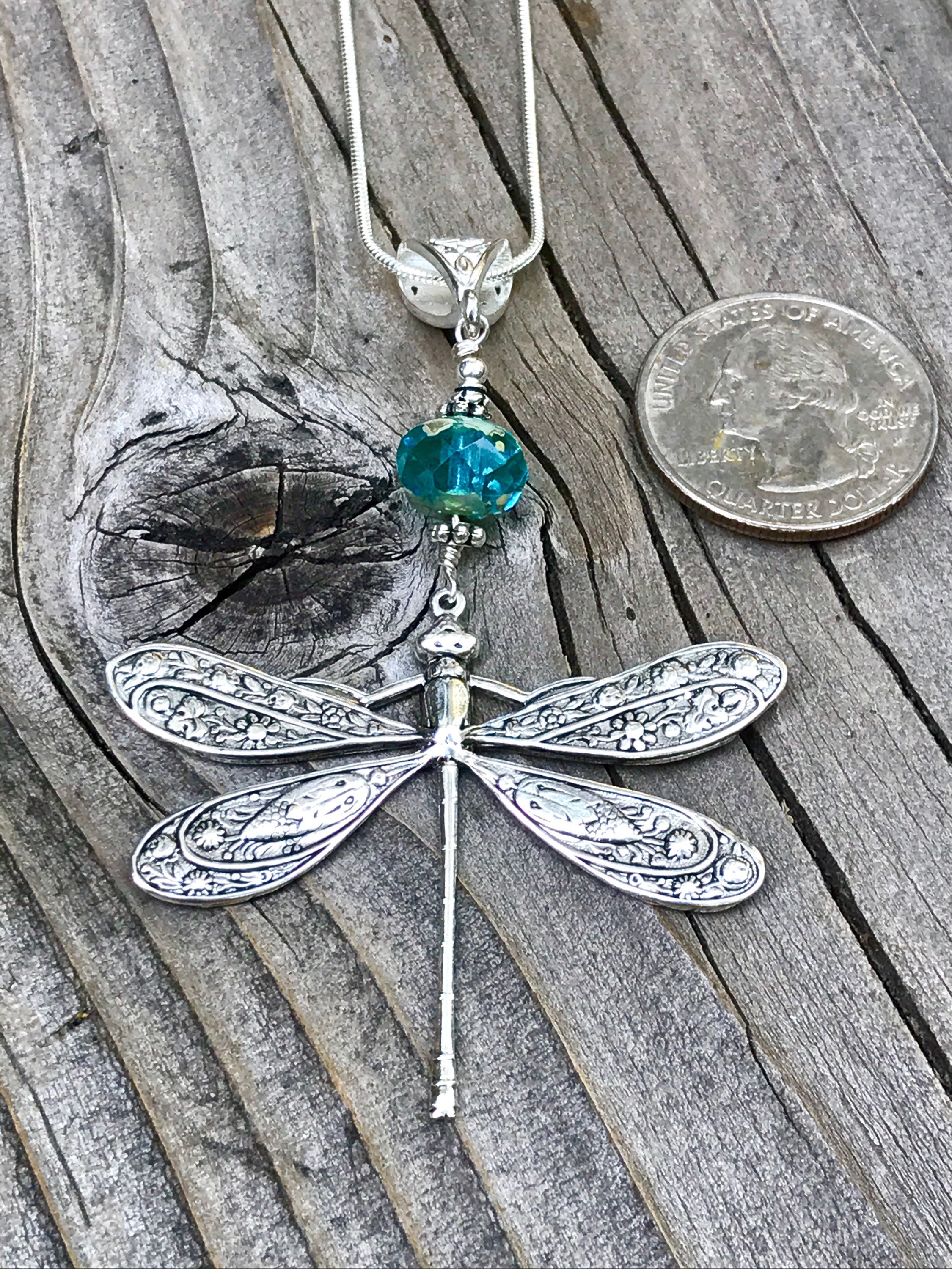 Collier Pendente Fantasia Libellula - Metallo Argentato - Gioiello Donna