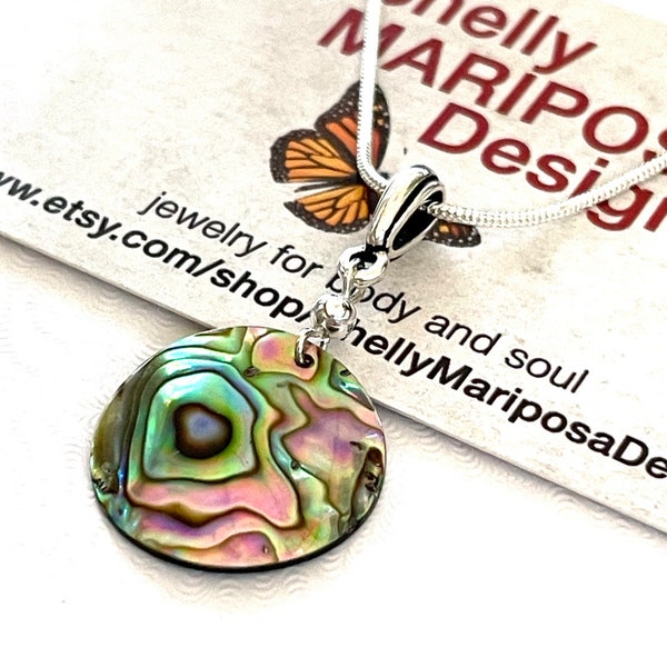 Handcrafted New Zealand abalone shell pendant, natural abalone shell necklace, beach lovers abalone shell pendant, abalone shell pendant