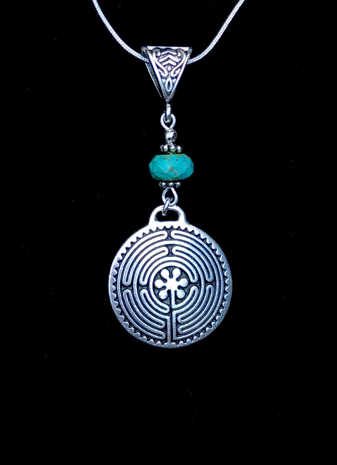 Silver Labyrinth Pendant Labyrinth Necklace Silver and Etsy