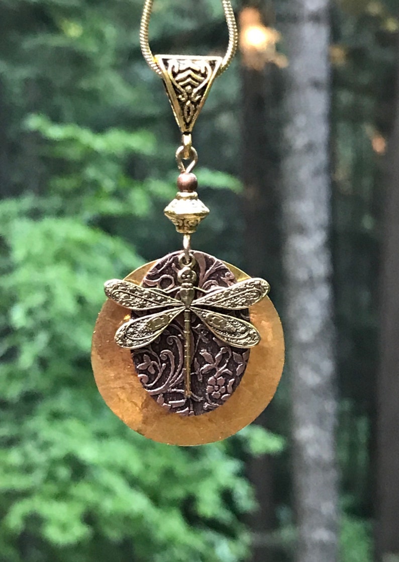 Golden dragonfly pendant unique dragonfly pendant necklace Etsy