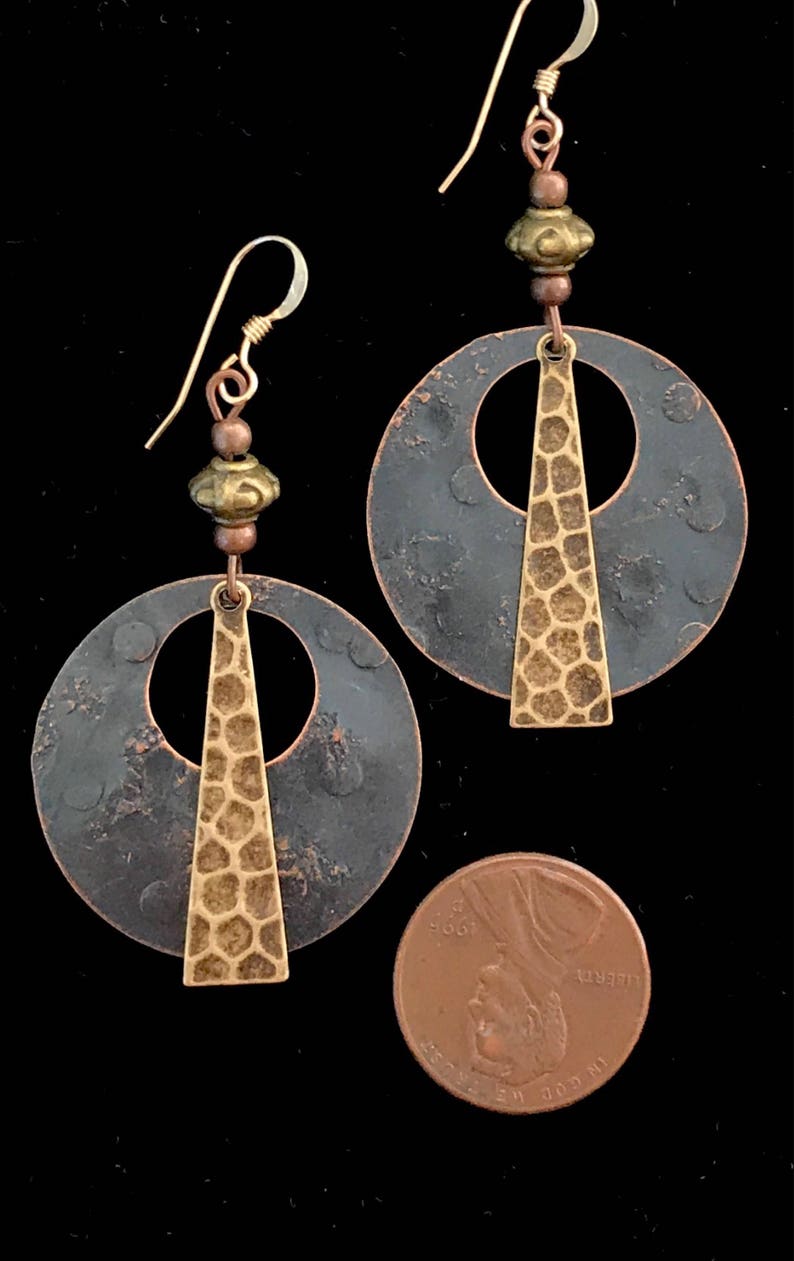 Hammered metal earrings tribal earrings copper earrings Etsy