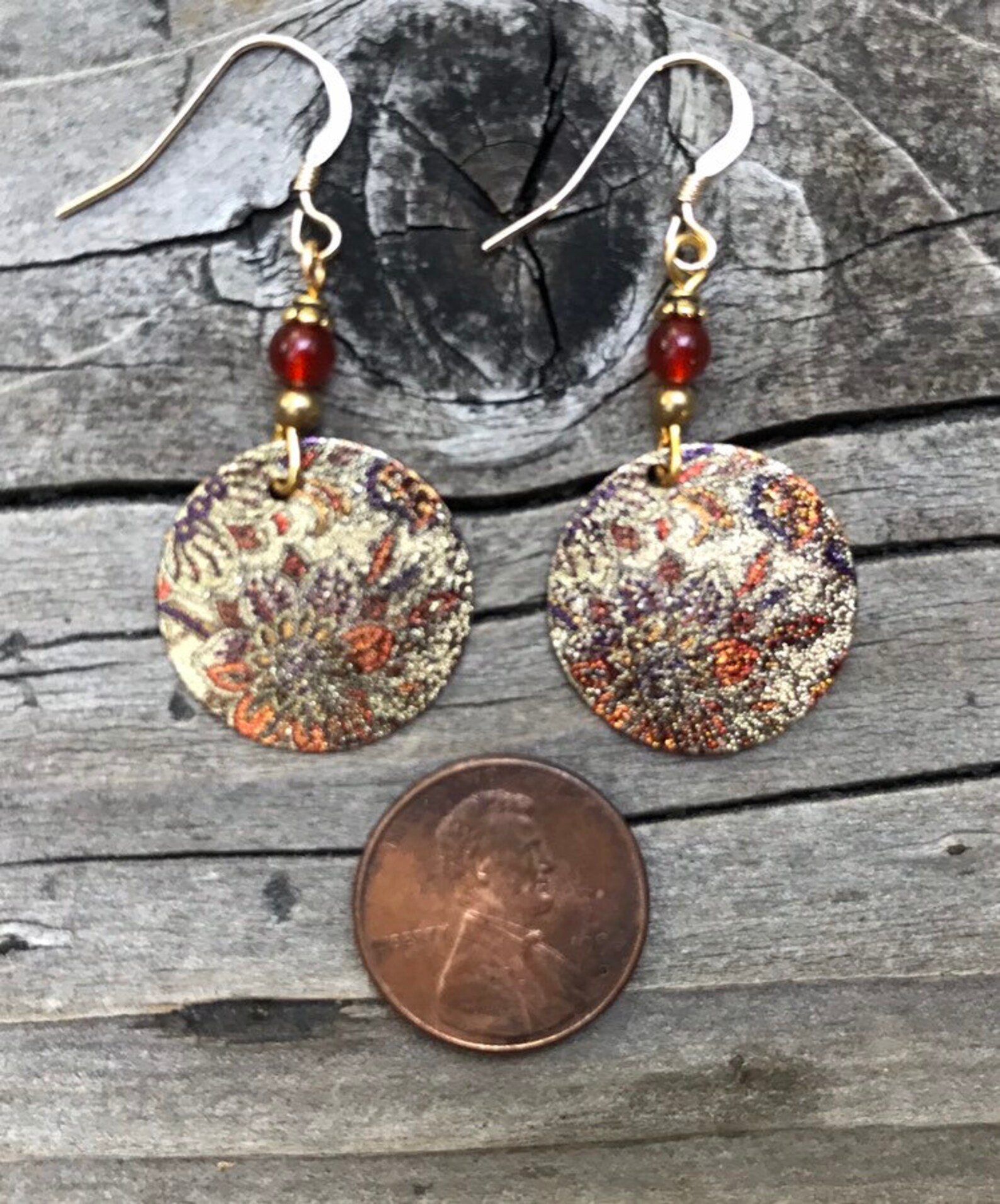 BOHEME 4 MOTIF CARNELIAN DROP GOLD EARRINGS