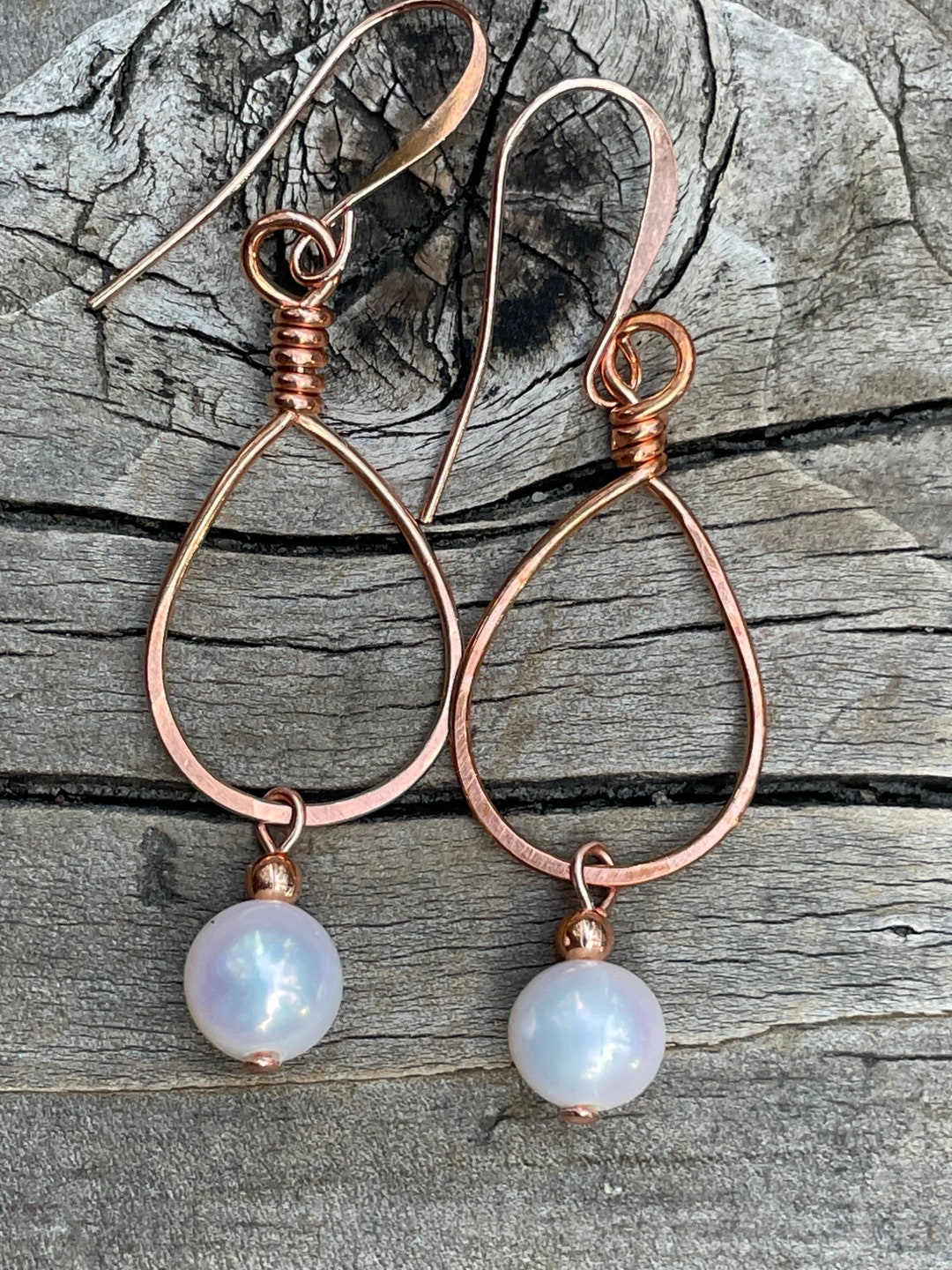 Wire Wrapped Copper Earrings, Copper Earrings, Copper Jewelry, Wire ...