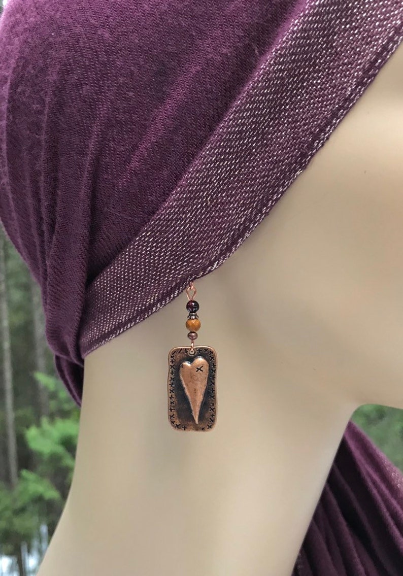 Copper and heart earrings copper earrings copper Etsy