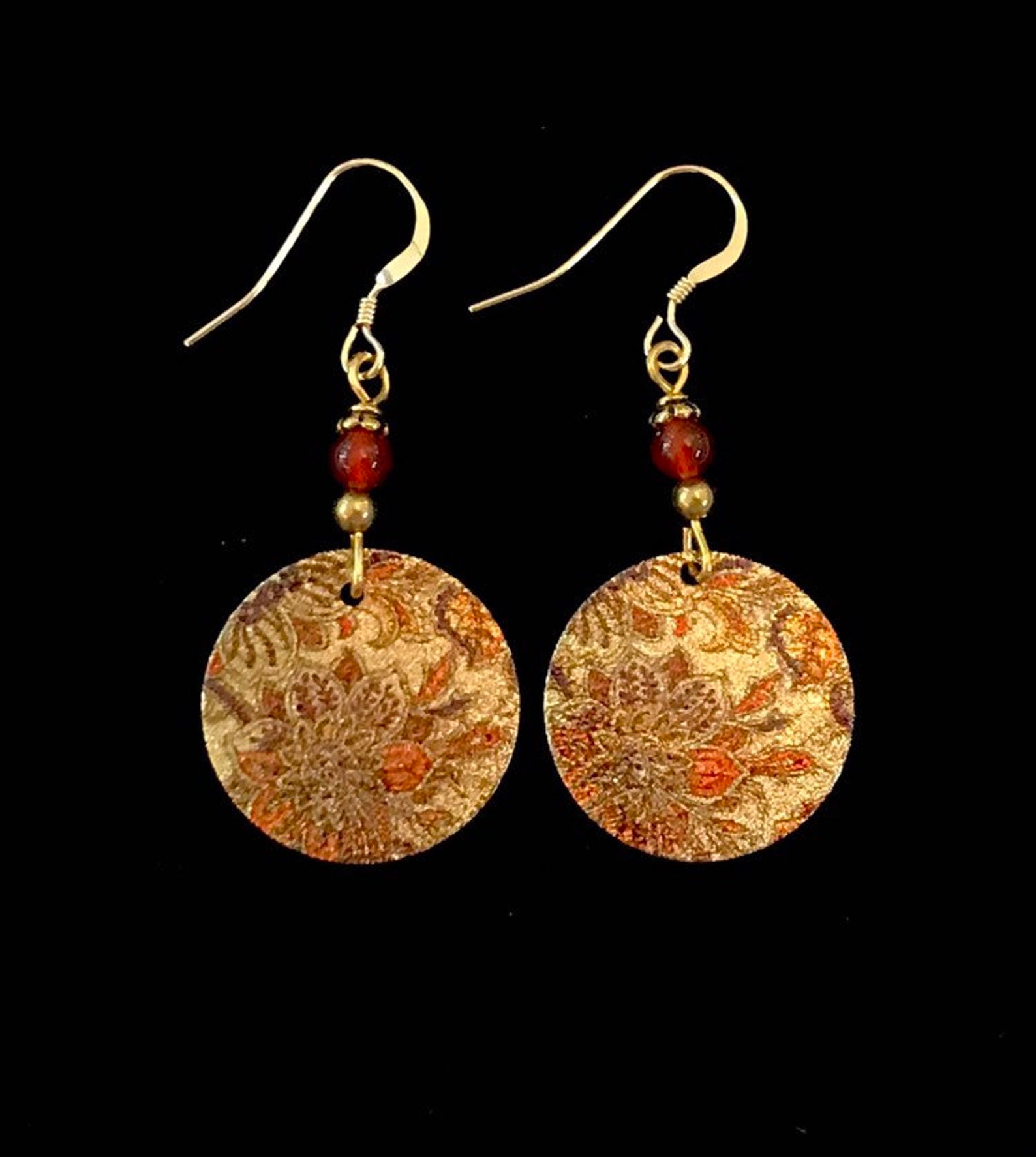 BOHEME 4 MOTIF CARNELIAN DROP GOLD EARRINGS main image 0