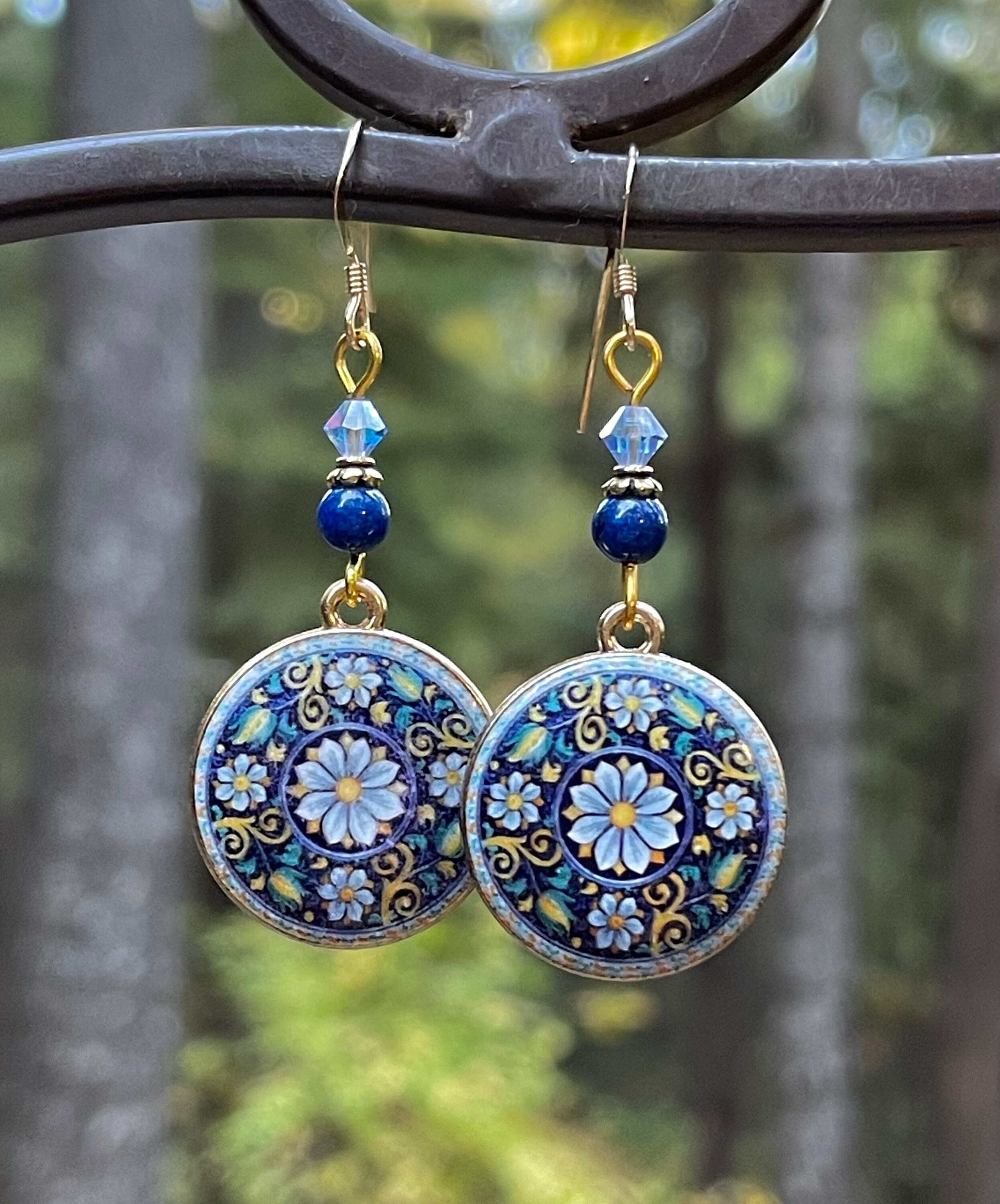 Boho Earrings - Chandelier Turquoise Mandala main image 1