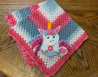 Crochet Unicorn Baby Blanket