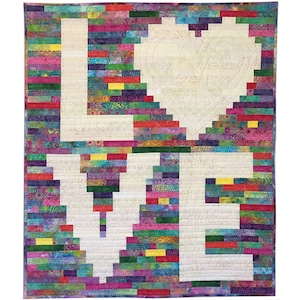 A Scrappy Kind of Love (a Jelly Roll Friendly Scrap Quilt) Designed by J. Michelle Watt-Love Quilt -Love Heart Pattern-DOWNLOADABLE