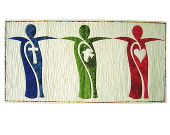 Faith Hope Love Applique Wall Quilt Designed by J Michelle Watts - Christian Quilt-  DOWNLOAD