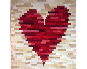 Have A Heart A Jelly Roll Friendly Quilt Pattern Designed by J. Michelle Watts - Heart Quilt Pattern - Pieced Heart Quilt - DOWNLOADABLE