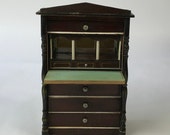 Antique German Dollhouse Drop-front quot Boulle quot Transfer Desk Bureau Secrétaire C1890