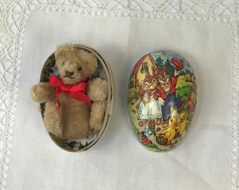 Vintage Candy Container. With German Mohair Teddy Bear. Marked West Garmany.