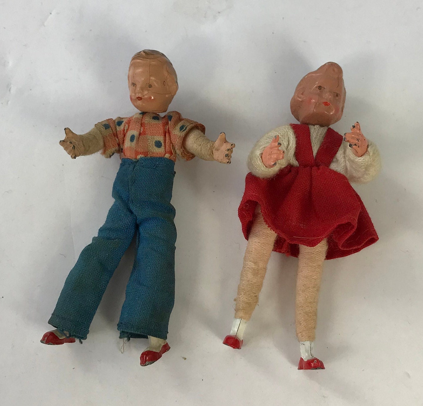 Vintage Miniature Pair Caco Thread Wrapped Bendable Children Character Dolls. Etsy