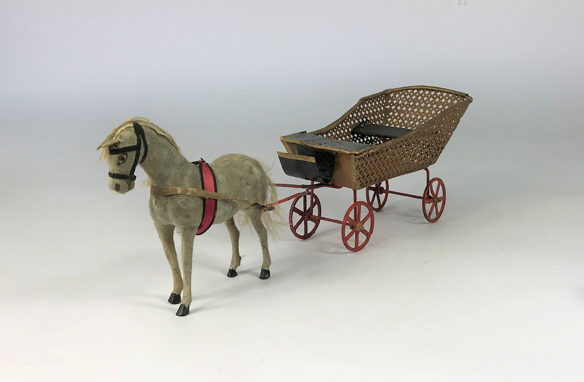 Rare German Miniature Horse and Tinplate Wagon, C.1880.