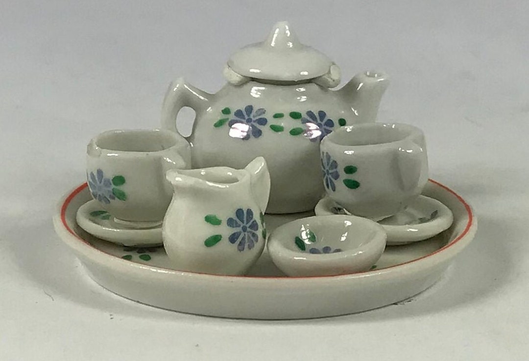 Vintage Dollhouse Porcelain Tea Set. Floral Design. Tea for Two. - Etsy
