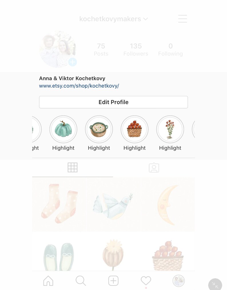 Autumn tea Instagram icons boho style Highlight story watercolor boho style cozy nature cute herbs Flowers cakes