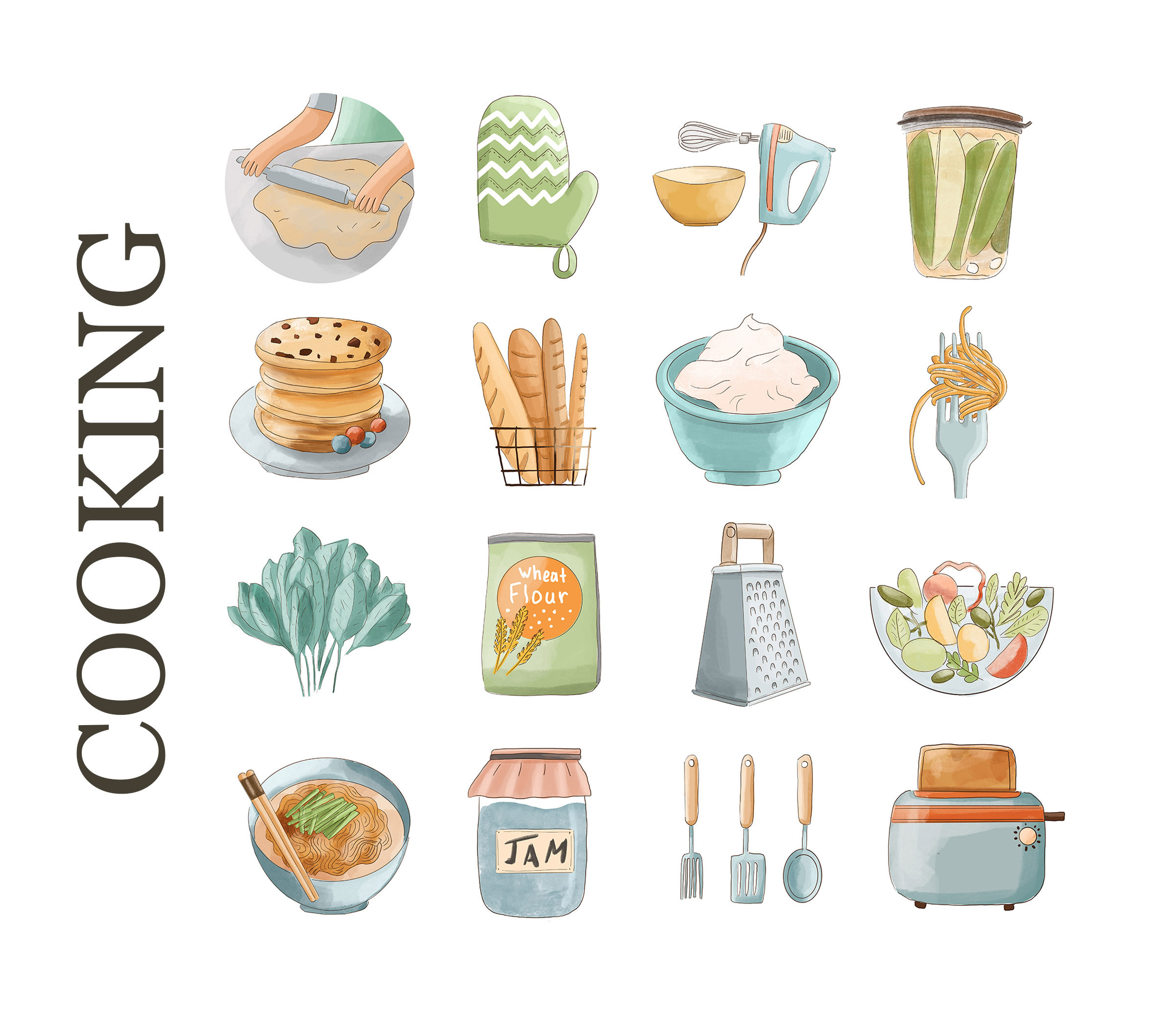 16 COOKING Instagram story icons. Highlight covers. Bakery Etsy