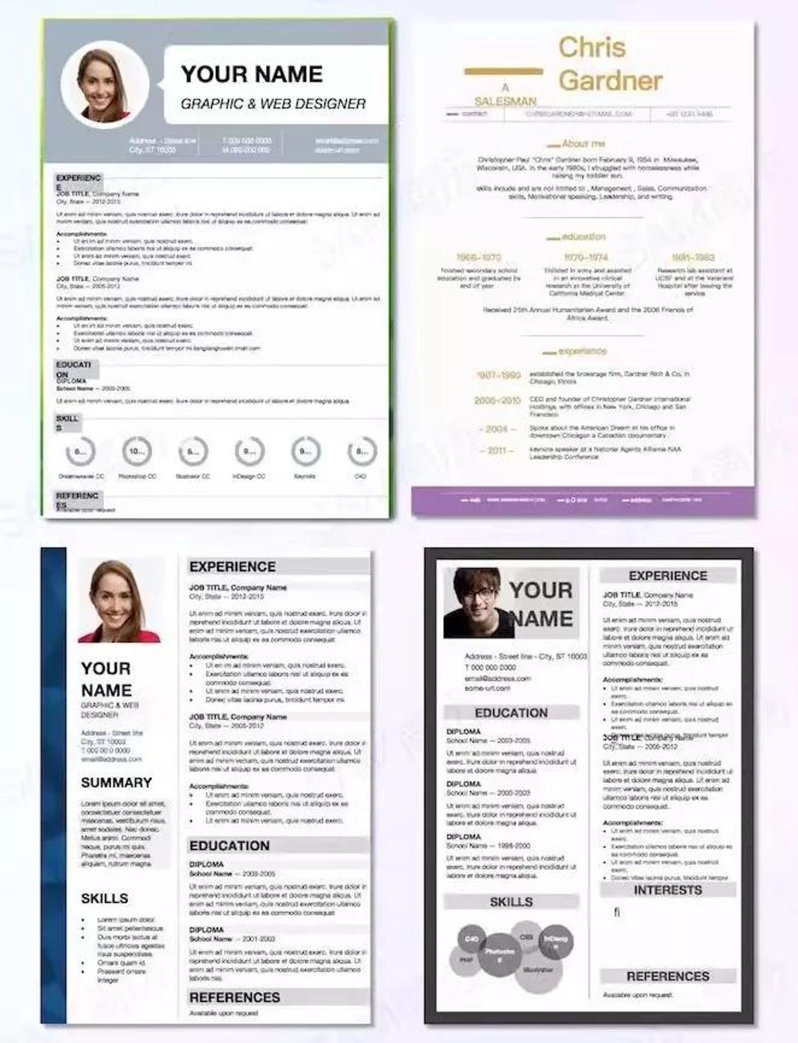 45 ATS Friendly Resume Templates Bundle: Editable Word & Illustrator ...