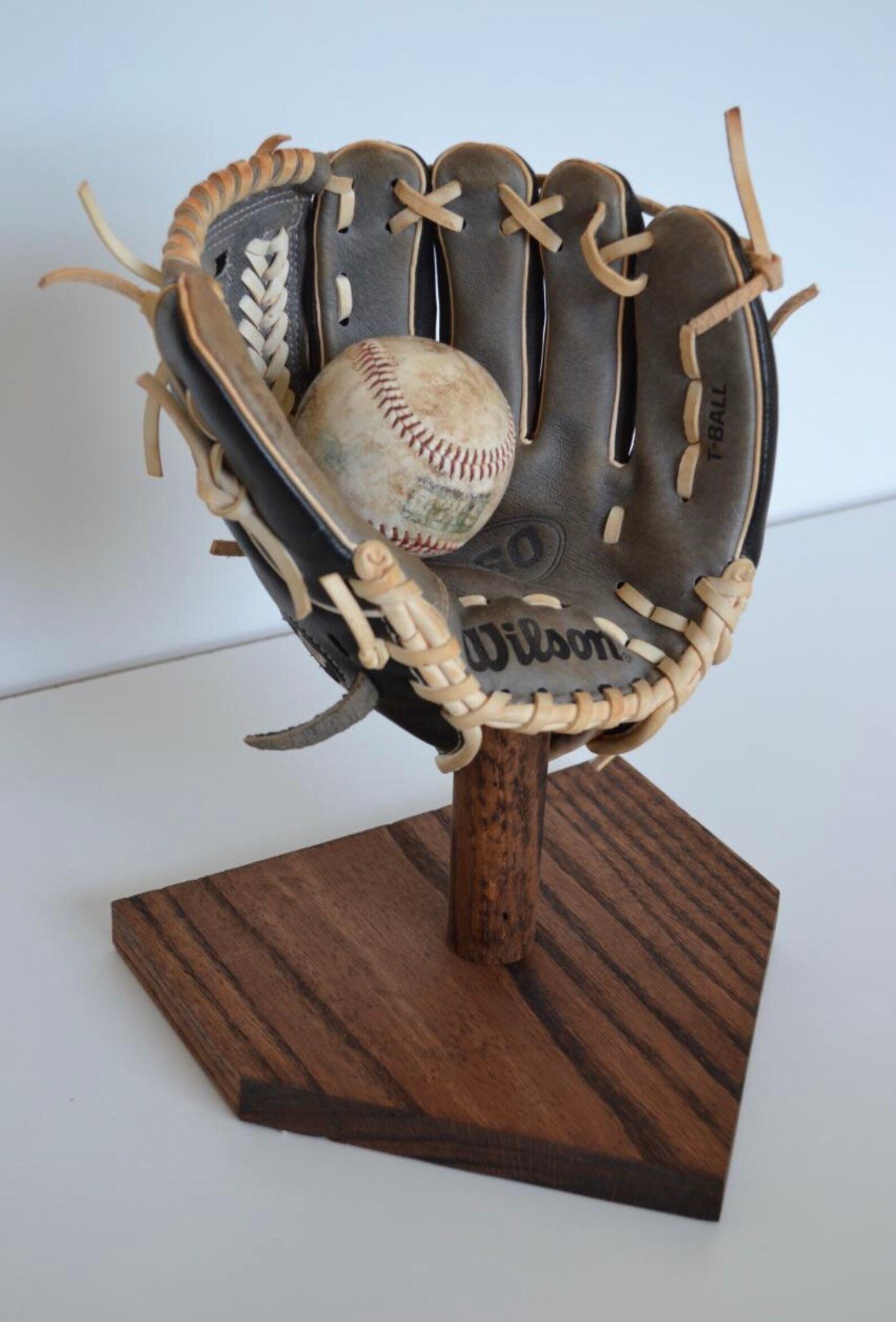 Solid Oak Baseball Glove Holder Display Etsy